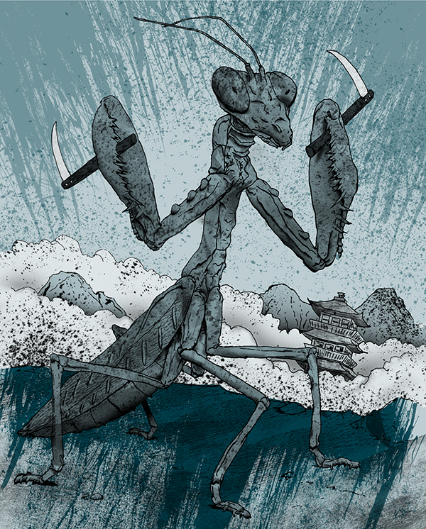 Image of a Mantis weilding Kamas - Artist: Jonas Hastings